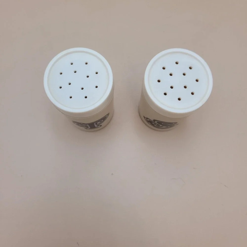 Vintage Plastic Salt and Pepper Shakers Set Cream White Retro Picnic MCM
